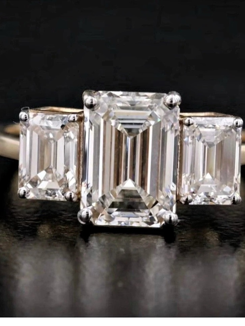 Emerald-Cut Statement 14K Gold 3 Carat Ring
